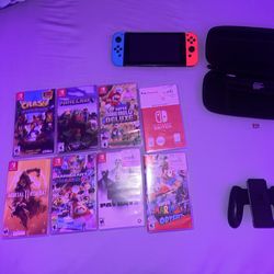 nintendo switch & 9 games 