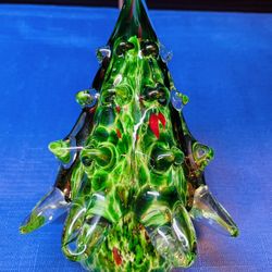 Vintage And Stunning! Art Glass Christmas Tree Luminary Figurine 