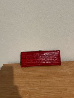 Red Crocodile Embossed Clutch Wallet