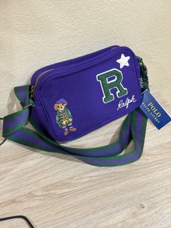 POLO Ralph Lauren Bear Purple Camera Shoulder Crossbody Bag NWT