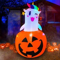 NEW Halloween 6FT Pumpkin Ghost Airblown Inflatable