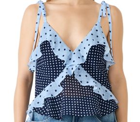 Women's Adalina Polka Dot V-Neck Top new no tag cool chiffon XL