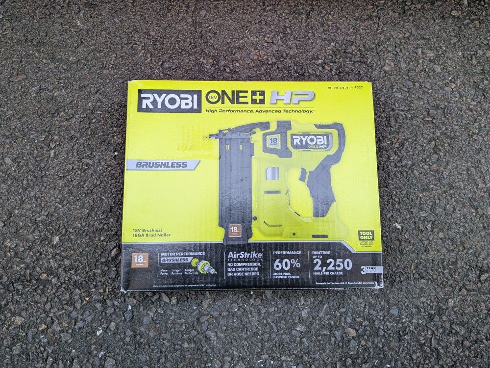 Ryobi 18v Cordless 18ga Brad Nailer 