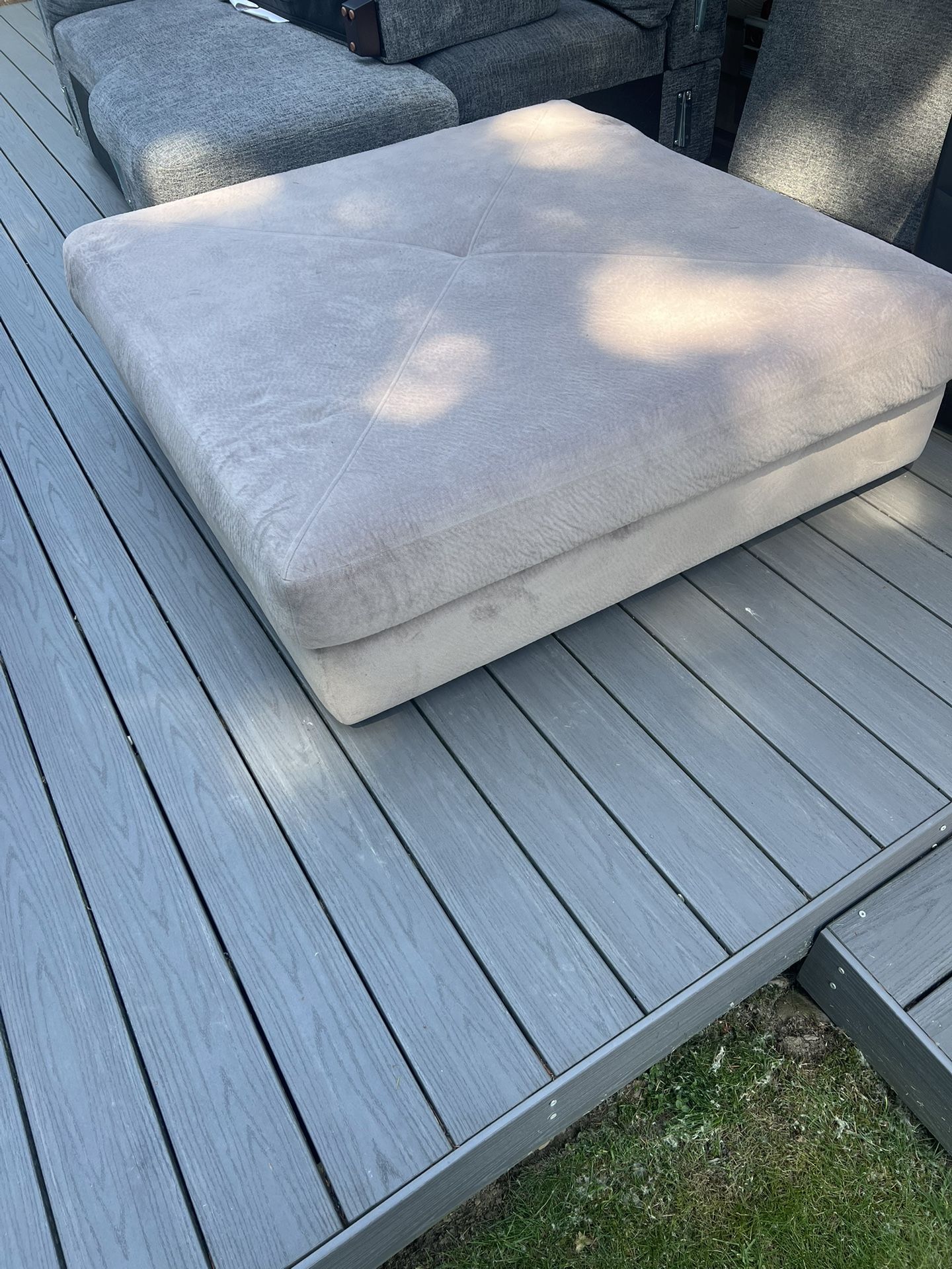 Large Microfiber Grey Ottoman