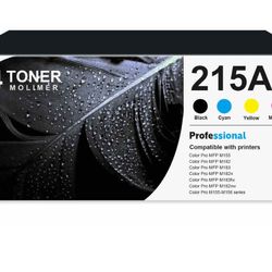 215A Toner Cartridges 4 Pack with Chip: W2310A Black, W2311A Cyan, W2312A Yellow, W2313A Magenta Replacement for HP 215A Works with Color Pro MFP M182