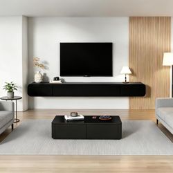 New Assembled 86” Floating Tv Wall Mount Console 