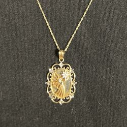 Gold Necklace, Gold Charm, 10K Gold, Good Chain