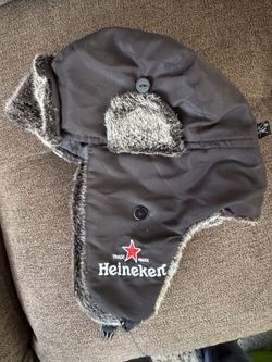 Heineken Beer Lightweight Trapper Style Ear Flap Fur 