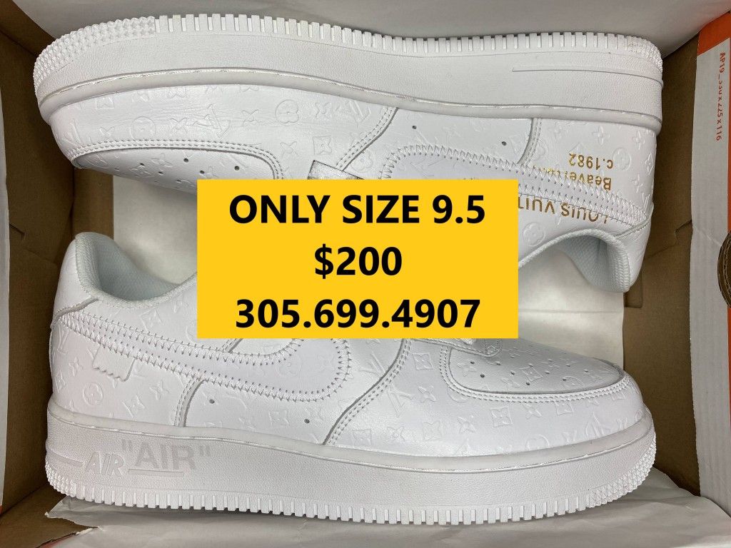 LOUIS VUITTON NIKE AIR FORCE 1 LOW WHITE BLACK NEW SNEAKERS SHOES SIZE 9.5  43 A2 for Sale in Miami, FL - OfferUp