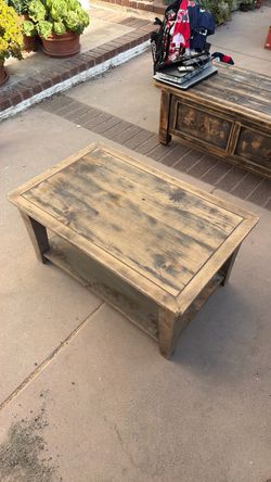 Rustic Wood Coffee Table with Lower Shelf