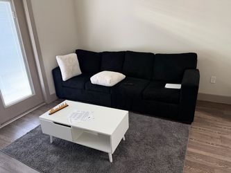Black Fabric 3-Seat Sofa