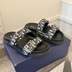 Dior Aqua Sandals Beige Black Dior Oblique Jacquard