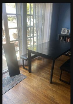 Table With Extension And 2 Benches 