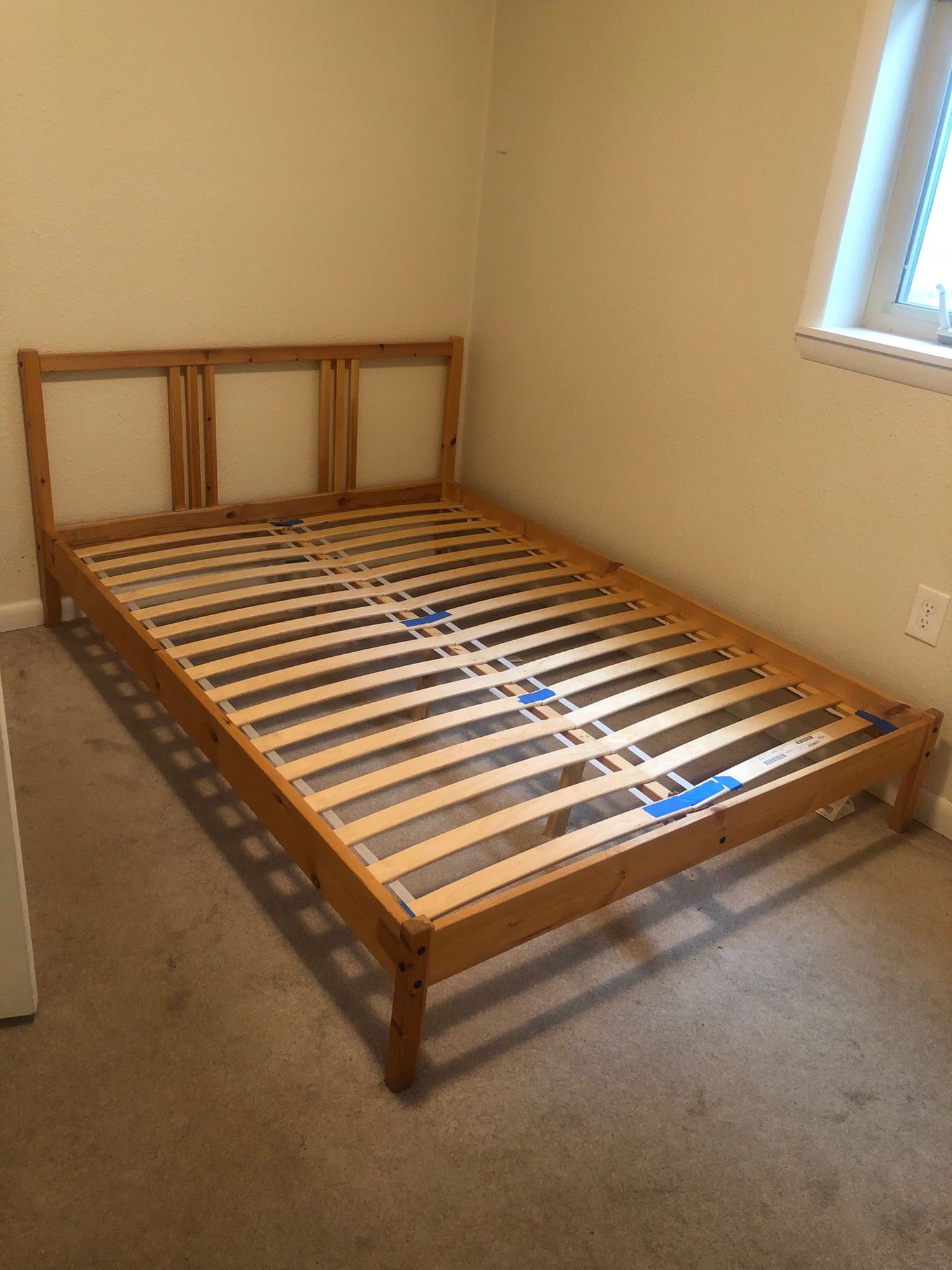 IKEA full size mattress, Bedframe, and box set