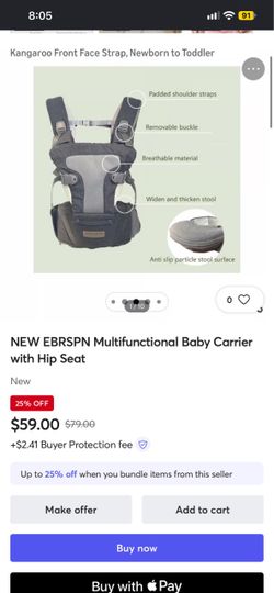 EBRSPN Multifunctional Baby Carrier with Hip Seat