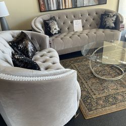 Velvet Sofa &  Velvet Love Seat On Sale( 3 Pac Coffee Table Set Free) On Sale