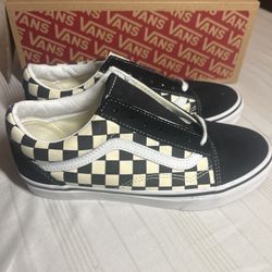 Vans Old Skool Primary Check Black White Checkerboard Sneakers Mens 6 Womens 7.5 NEW 
