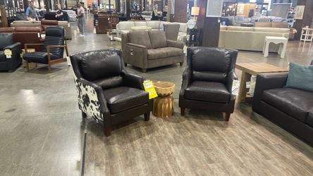 2 Piece Set Vegan Cowhide Leather Chairs