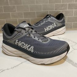 Clean Hoka One One Mens Bondi 7 Running Shoes Gray Size 13  No box   Good Condition 