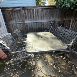 Patio Table and Chairs w/ Glass Table Top