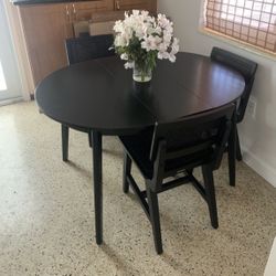 Astrid Mid Century Round Extendable Dining Table Black - Threshold