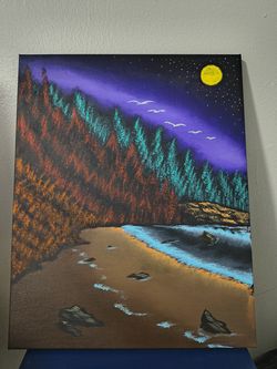 Nocturnal Beach By Sandross Painting Decorative Canvas Bob Ross