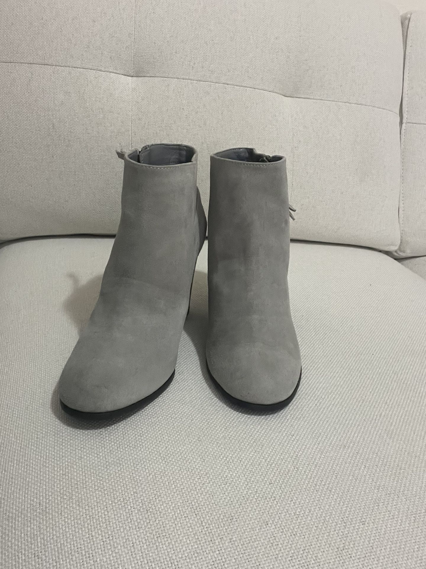 Gray Suede Ankle Boots