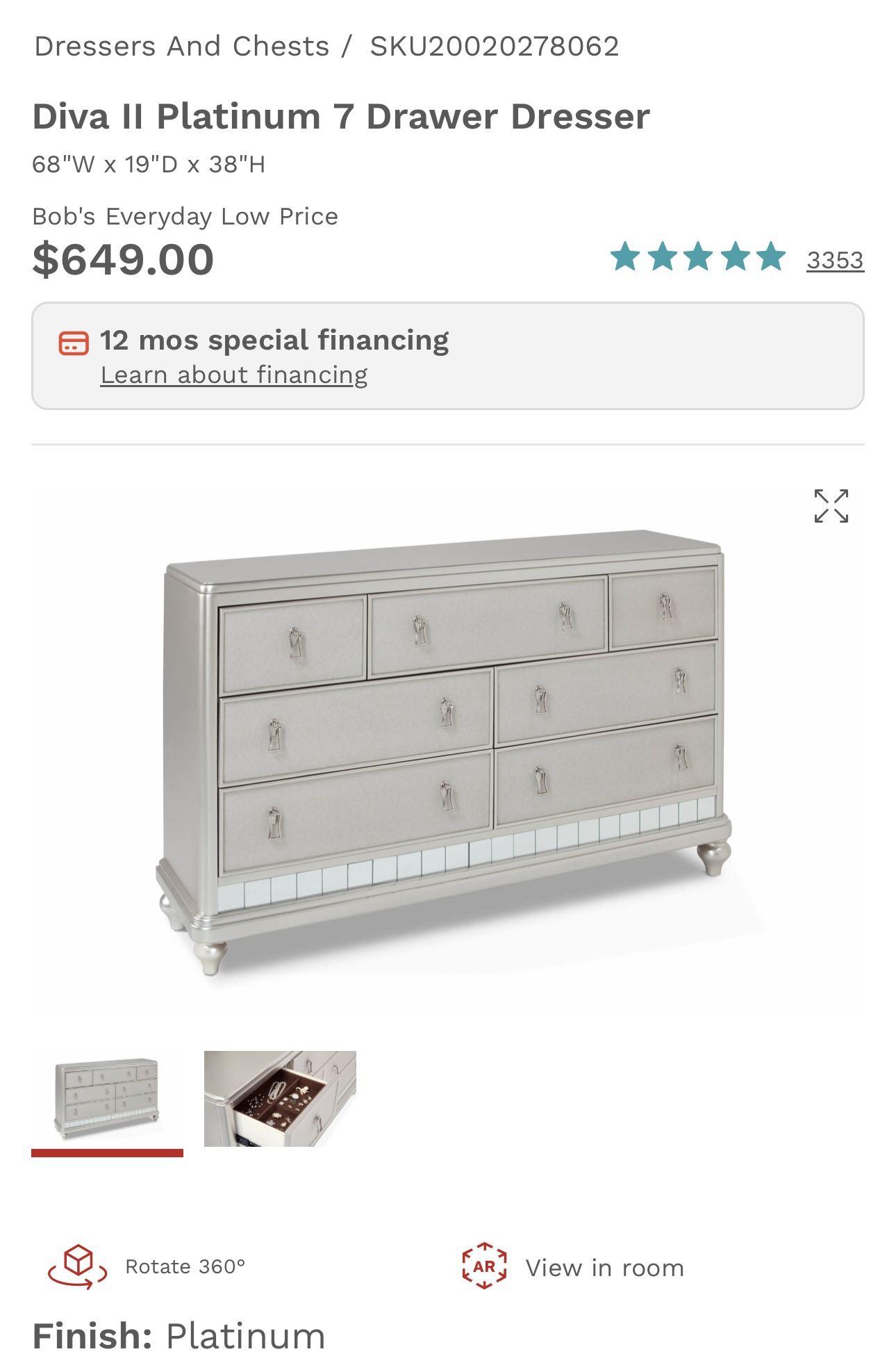 DIVA DRESSER FROM BOBS FURNITURE