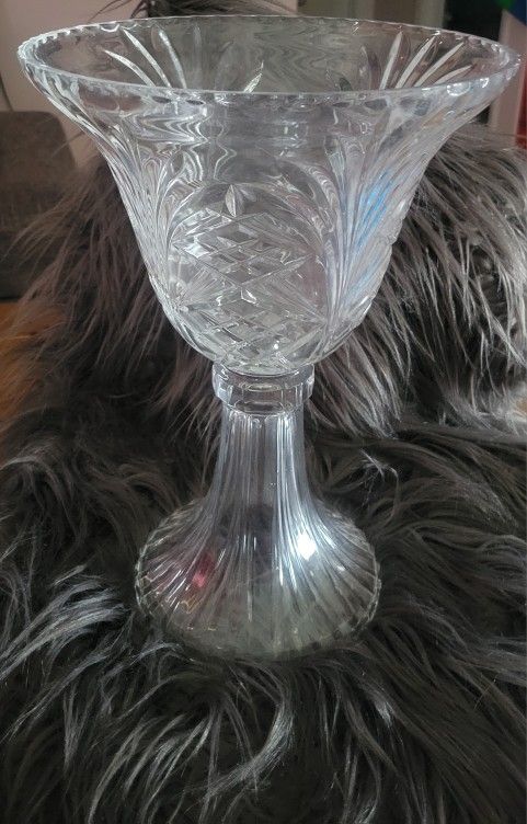 24% Lead Crystal Czech Vase 14" Tall