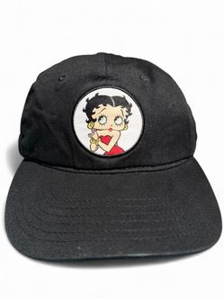 Y2K Betty Boop Hat Black Dad Cap Cartoon Patch Adjustable Goth Emo Grunge OSFM Anime
