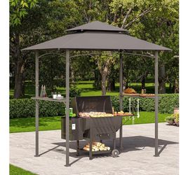 Outdoor BBQ Grill Gazebo with Side Shelves