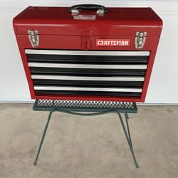 4 Drawer Craftsman Tool Box With Handle And Top Storage  In Good Condition - Kept Inside 