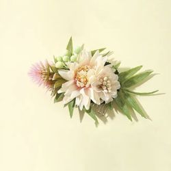 1Pcs Boho Bridal Hair Combs Rustic Wedding Floral Women Stimulation Flower Hairpins Brides Hair Accessories Greenery Combs  Message me if you are inte