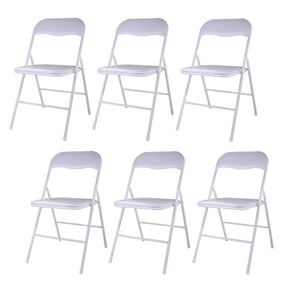 Jaxpety 6 Pack Commercial Plastic Folding Chairs in White Stack-able Wedding Party Event Chair White
