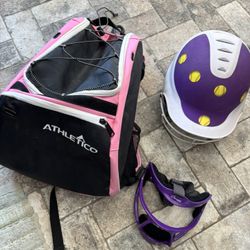Athletic Girls Softball Bag Helmet And Pitching Mask