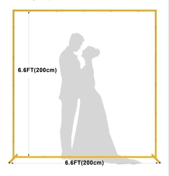 6.6 X  6.6 Ft Metal Square Backdrop Stand Gold 