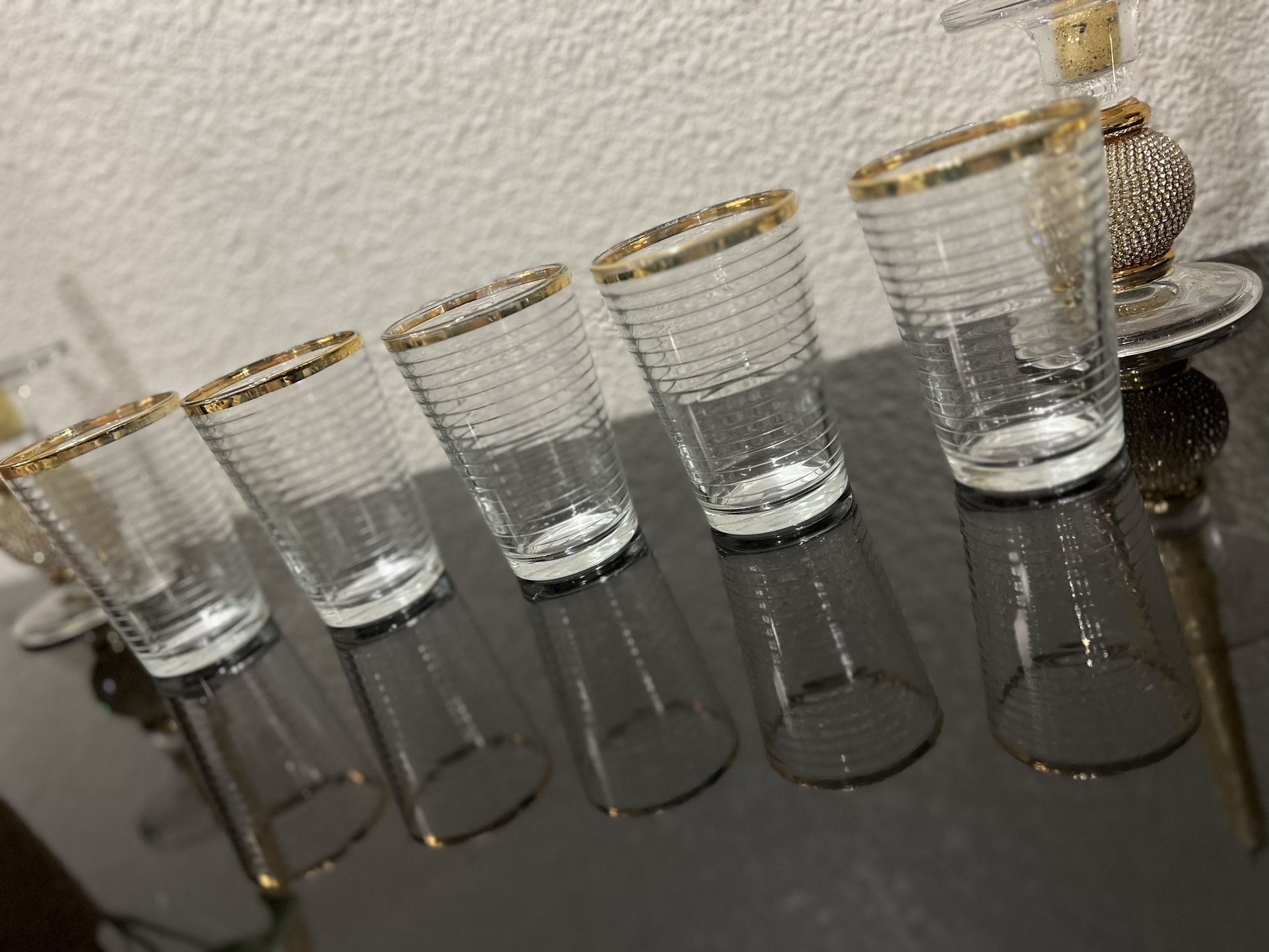 Gold Rim Glasses - Set Of 5