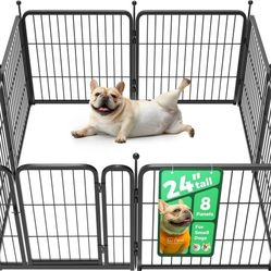 FXW Rollick Indoor & Outdoor Dog Playpen, Black, 24-in, 8-panel