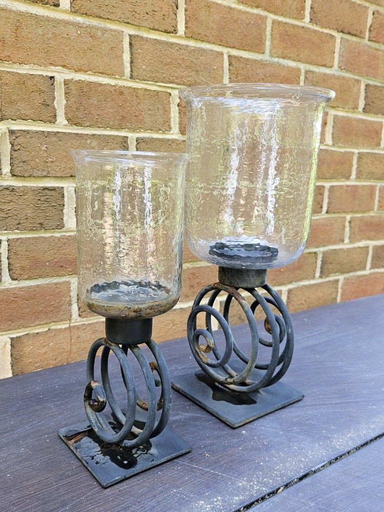 2 Glass Candle Holders