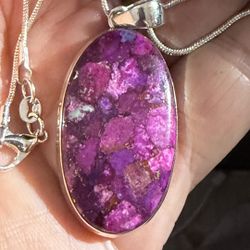 Sterling Silver Purple Turquoise Necklace And Chain