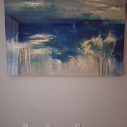 Modern Home Decor Bundle – Large Wall Art + 5 Vases + 3 Candle Set (Like new)