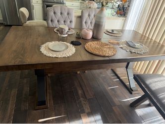 Dining table with 2 chairs and bench