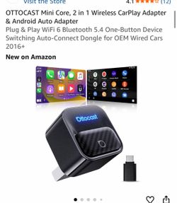OTTOCAST Mini Core, 2 in 1 Wireless CarPlay Adapter & Android Auto Adapter Plug & Play WiFi 6 Bluetooth 5.4 One-Button Device Switching Auto-Connect D