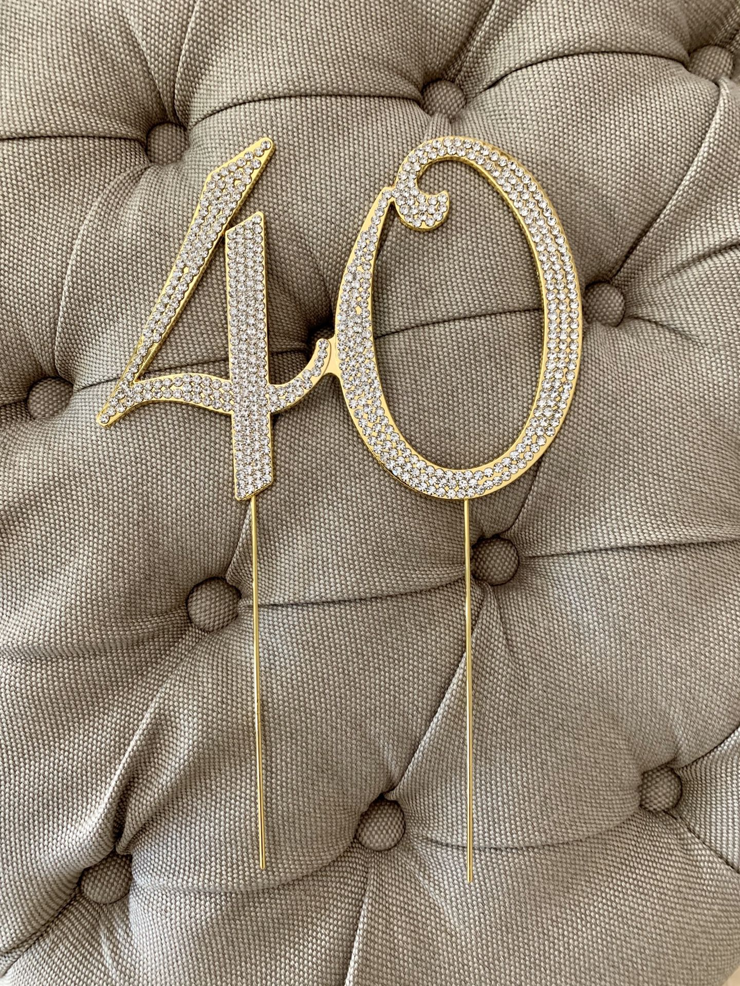 40 Birthday or Anniversary Cake Topper GOLD