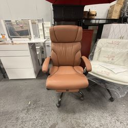 Office Chair, Executive Leather Chair Big and Tall Ergonomic Computer Desk Chair, Comfy Swivel Rolling Reclining Lumbar Support Task Chair with Adjust