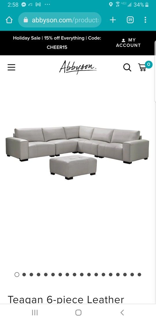 Teagan 6 Piece White Leather Modular sectional Sofa