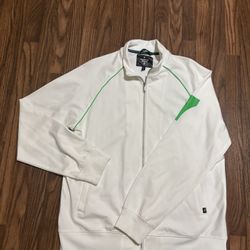Houston White * Men’s Full Zip Lucky # 7 Tricot Piping Jacket * Large 