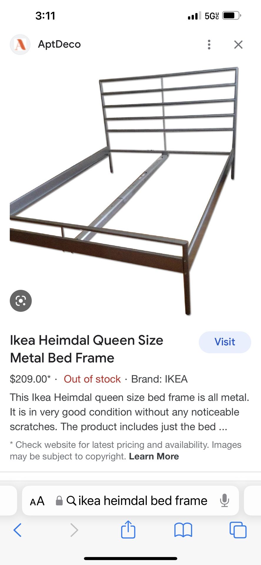 Ikea Heimdal Metal Queen Bed Frame for Sale in Tomball TX OfferUp