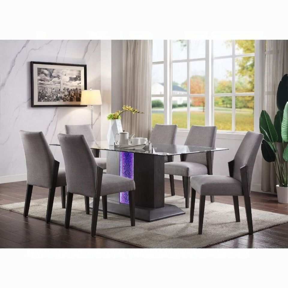 Brand New Luxe Upholstery Dining Table/Set with LED Inlay
