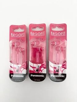 3 Sets of Panasonic Ergofit Pink Wired Earphones Ear Buds Head Phones